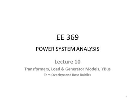 EE 369 POWER SYSTEM ANALYSIS