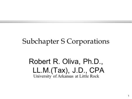 Subchapter S Corporations