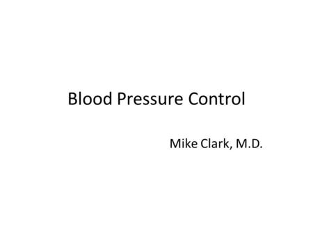 Blood Pressure Control