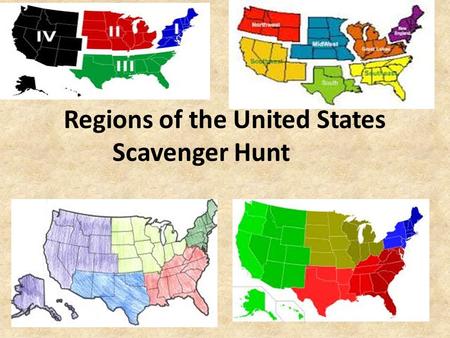 Regions of the United States Scavenger Hunt