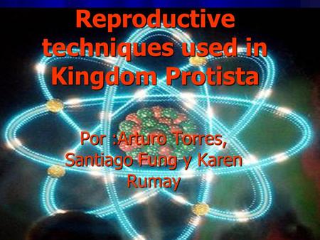 Reproductive techniques used in Kingdom Protista Por :Arturo Torres, Santiago Fung y Karen Rumay.