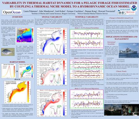 +t ★ -t VARIABILITY IN THERMAL HABITAT DYNAMICS FOR A PELAGIC FORAGE FISH ESTIMATED BY COUPLING A THERMAL NICHE MODEL TO A HYDRODYNAMIC OCEAN MODEL Laura.