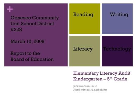 Elementary Literacy Audit Kindergarten – 5th Grade