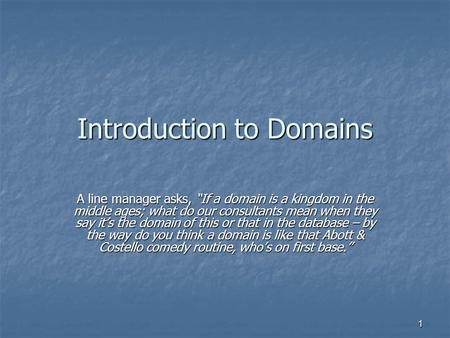 Introduction to Domains