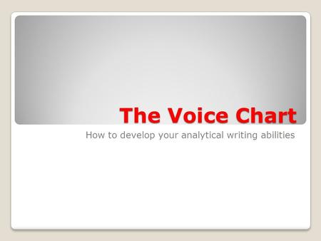 The Voice Chart How to develop your analytical writing abilities.