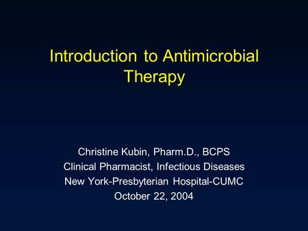 Introduction to Antimicrobial Therapy