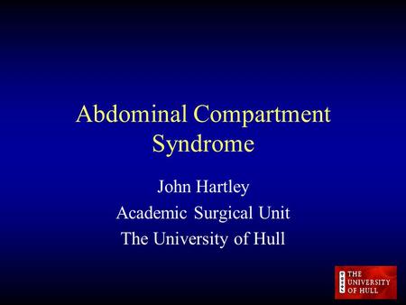 Abdominal Compartment Syndrome