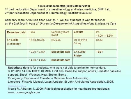 First aid fundamentals (28th October 2010)