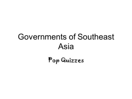 Governments of Southeast Asia