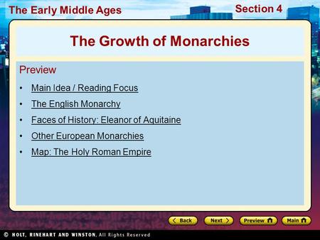 The Growth of Monarchies