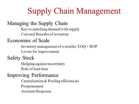 Supply Chain Management