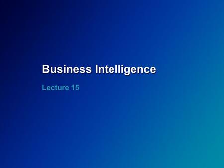 Business Intelligence