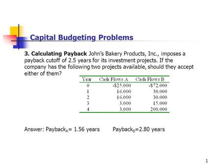 Capital Budgeting Problems