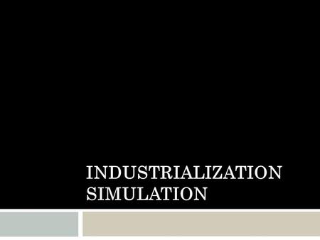 INDUSTRIALIZATION SIMULATION.  Draw a river across your paper connecting East to West  Draw a bridge across the river  Draw 2 roads that cross (intersect)