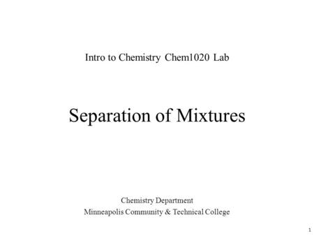 Separation of Mixtures