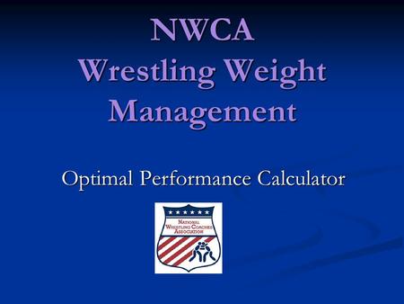 NWCA Wrestling Weight Management