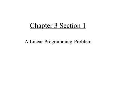 A Linear Programming Problem