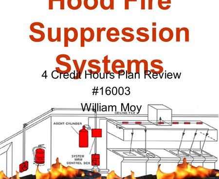 Hood Fire Suppression Systems 4 Credit Hours Plan Review #16003 William Moy.