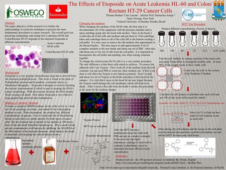 The Effects of Etoposide on Acute Leukemia HL-60 and Colon/ Rectum HT-29 Cancer Cells Abstract The major objective of this research is to further the understanding.