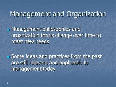 Management and Organization