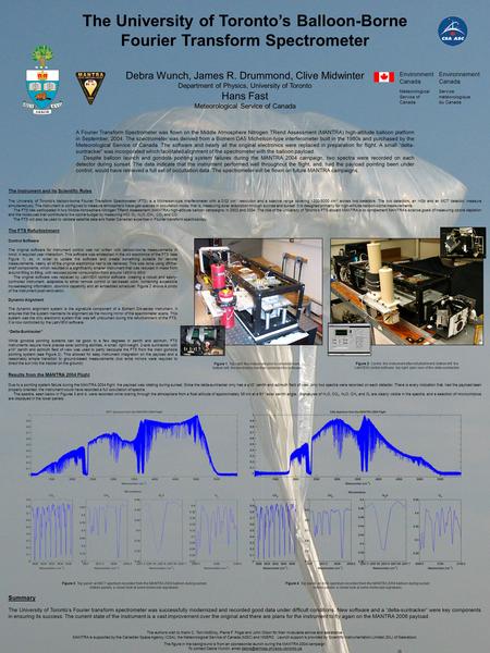 The University of Toronto’s Balloon-Borne Fourier Transform Spectrometer Debra Wunch, James R. Drummond, Clive Midwinter Department of Physics, University.