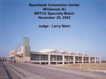 Boardwalk Convention Center Wildwood, NJ BRTCA Specialty Match November 29, 2002 Judge: Larry Stein.