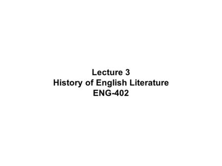 History of English Literature