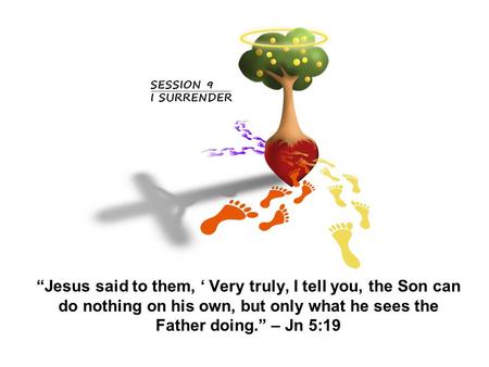 “Jesus said to them, ‘ Very truly, I tell you, the Son can do nothing on his own, but only what he sees the Father doing.” – Jn 5:19.