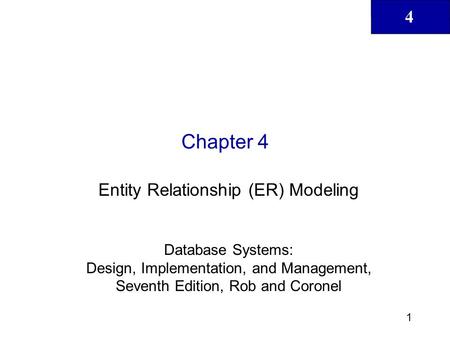 Entity Relationship (ER) Modeling