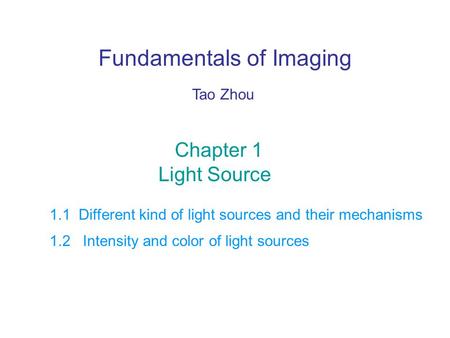 Fundamentals of Imaging