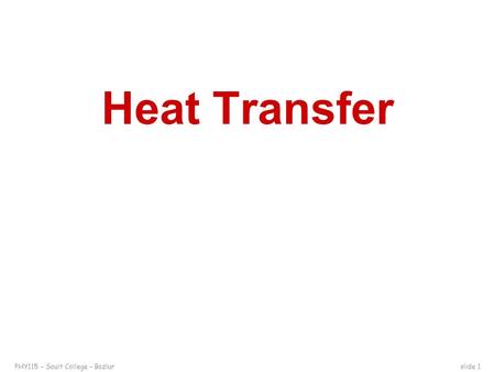 Heat Transfer.