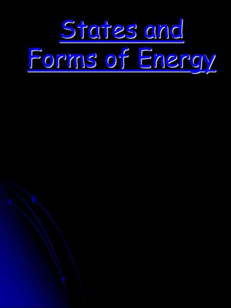 States and Forms of Energy. What is Energy? Energy is the ability to cause a change or do work What is Energy? Energy is the ability to cause a change.