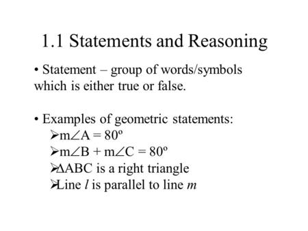 1.1 Statements and Reasoning