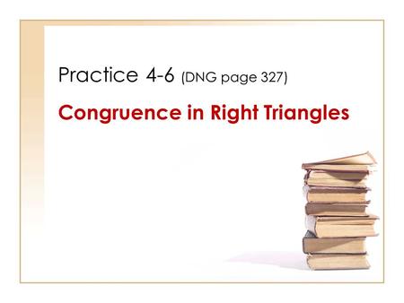 Congruence in Right Triangles