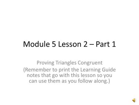 Proving Triangles Congruent