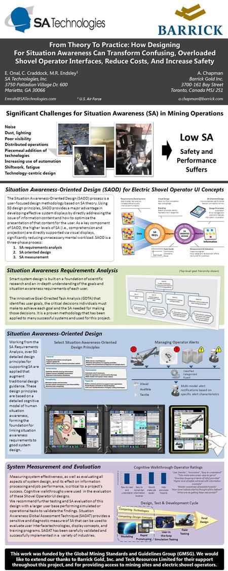 Situation Awareness Requirements Analysis Smart system design is built on a foundation of scientific research and an in-depth understanding of the goals.