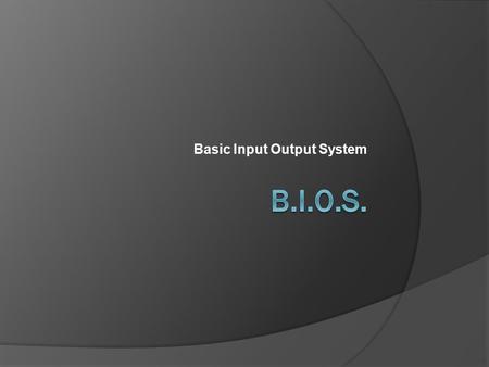 Basic Input Output System