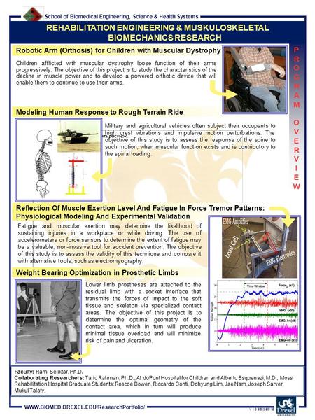 School of Biomedical Engineering, Science & Health Systems WWW.BIOMED.DREXEL.EDU/ResearchPortfolio/ V 1.0 SD [020118] REHABILITATION ENGINEERING & MUSKULOSKELETAL.