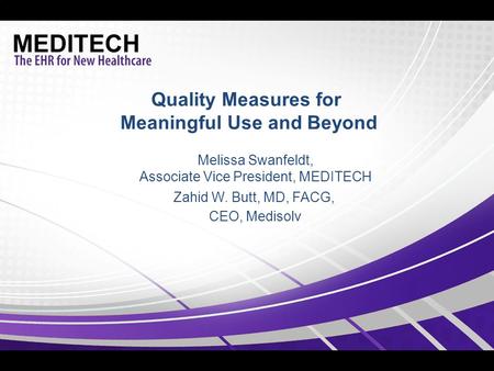 Meaningful Use and Beyond