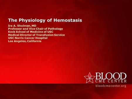 The Physiology of Hemostasis