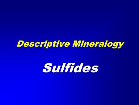 Descriptive Mineralogy