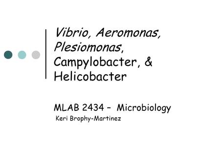 Vibrio, Aeromonas, Plesiomonas, Campylobacter, & Helicobacter