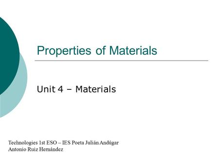 Properties of Materials