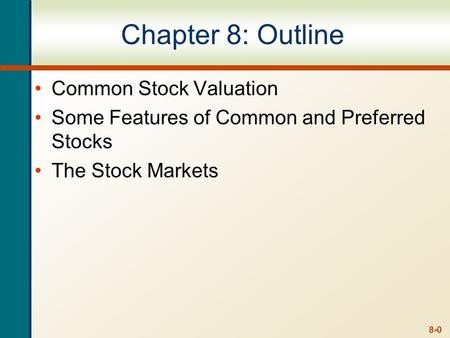 Cash Flows for Stockholders