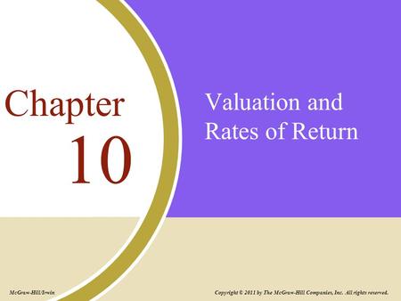 Valuation and Rates of Return