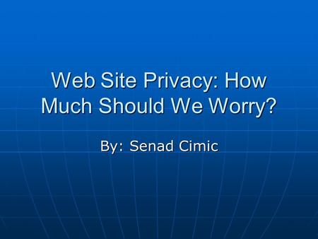 Web Site Privacy: How Much Should We Worry?