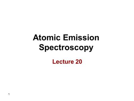 Atomic Emission Spectroscopy