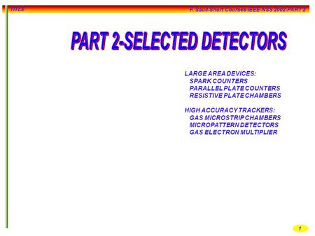 PART 2-SELECTED DETECTORS