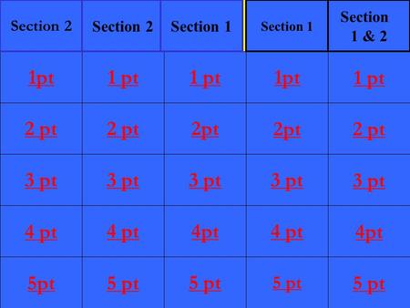 2 pt 3 pt 4 pt 5pt 1 pt 2 pt 3 pt 4 pt 5 pt 1 pt 2pt 3 pt 4pt 5 pt 1pt 2pt 3 pt 4 pt 5 pt 1 pt 2 pt 3 pt 4pt 5 pt 1pt Section 2 Section 1 Section 1 & 2.