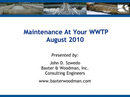 Maintenance At Your WWTP August 2010